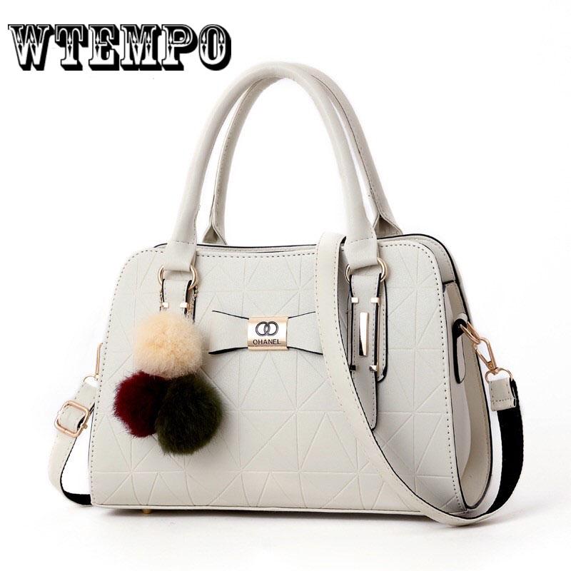 Women's Handbag Fashion Large Capacity Women Shoulder Bag with Hairball Ornaments