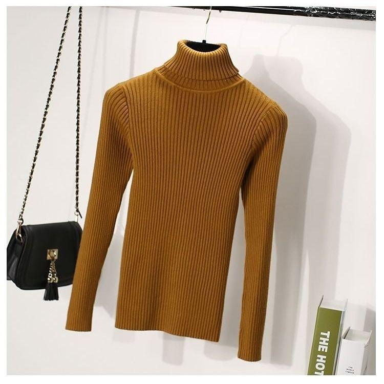 Wild Long Sleeve High Collar Sweater Knitting Sweater Women's Spring and Autumn Bottoming Shirt