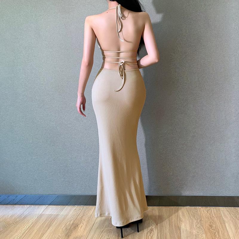 Bandage Sexy Backless Maxi Dresses Club Party Summer Holiday Dress Cut Out Sleeveless Elegant Long Dress Robe