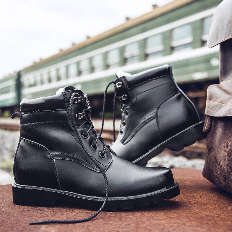 Leather Boots Men Martin Boots Men's Warm Military Boots Velvet Cotton Boots Army Boots Snow Boots