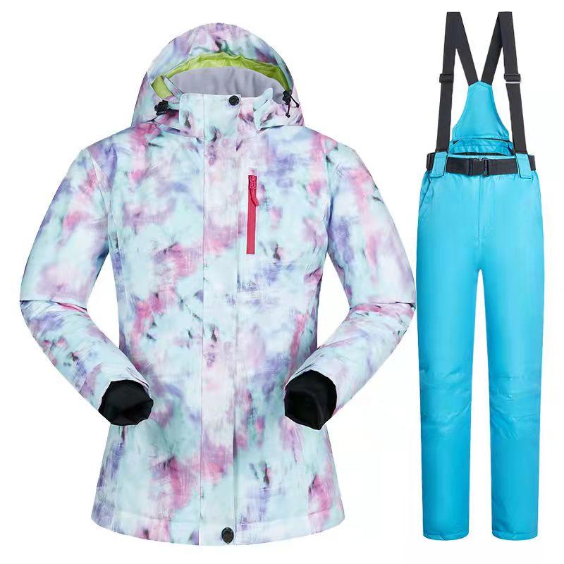 Winter Outdoor Ski Wear Women's Suit Waterproof Cotton Clothing Korean Single and Double Board Large Size Thickening Warm Snow Travel Suit