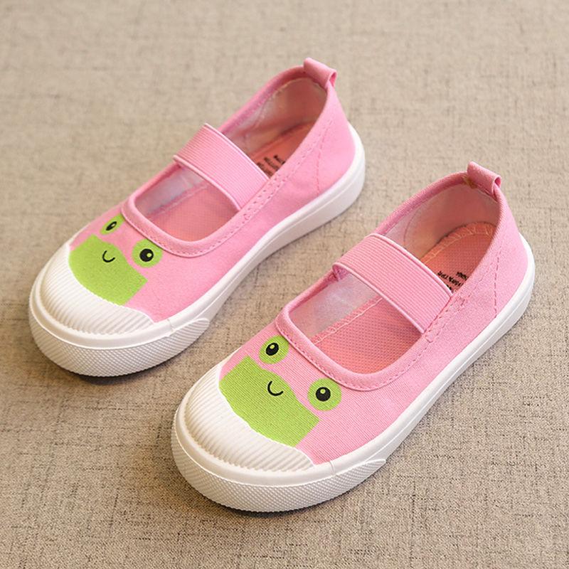 Children's Canvas Shoes Girls Spring and Autumn One-step Canvas Shoes Candy Color Soft-soled Princess Canvas Shoes