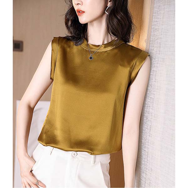 Satin Vest Women's Summer Outer Wear Sleeveless Loose Pullover Tank Top Inner Bottoming Shirt All-match Trend Camisole Casual Temperament Cami Top