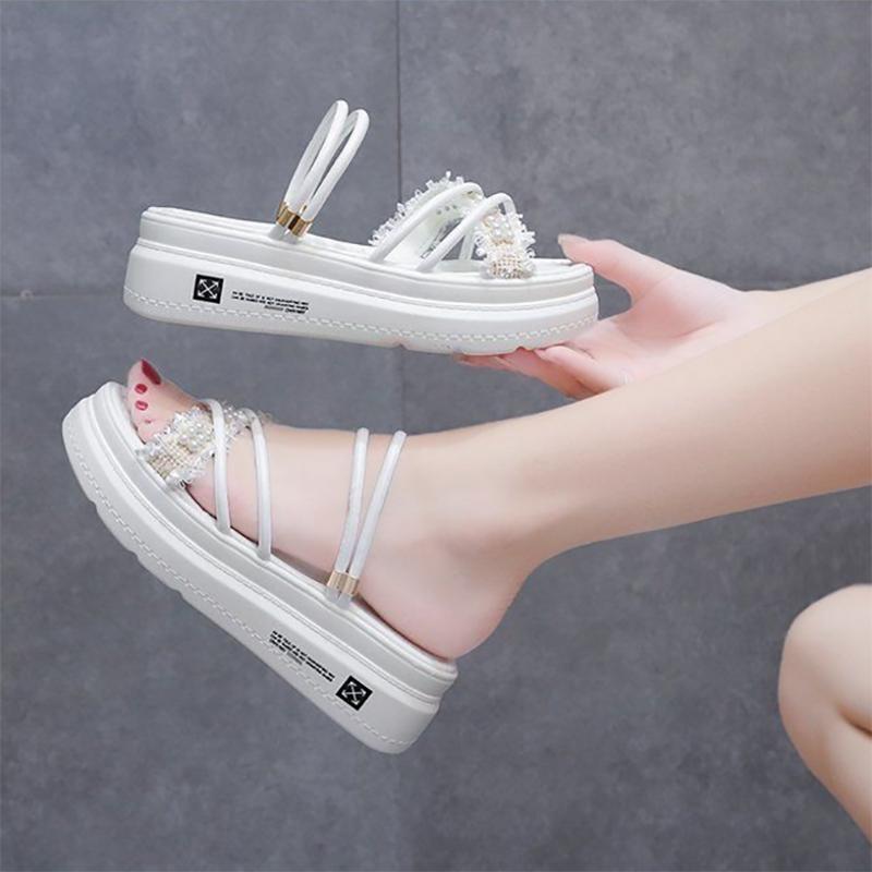 Two Wear Women's Summer Sandals All-match Thick-soled Height-increasing Shoes Fashion Students Wear Sandals and Slippers Outside