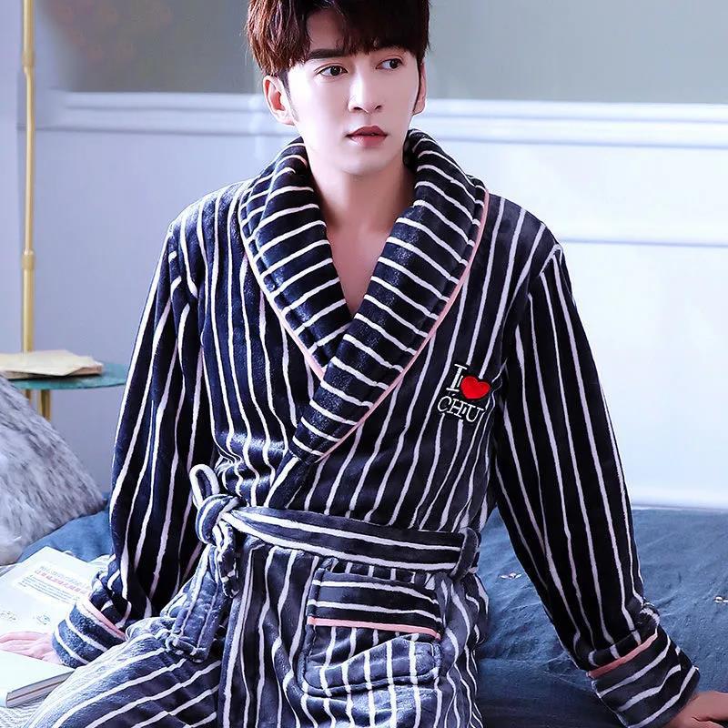 Large Size Couple Robe Coat Men Home Clothes Ladies Pajamas Heart-shaped Chest Badge Bathrobe Long