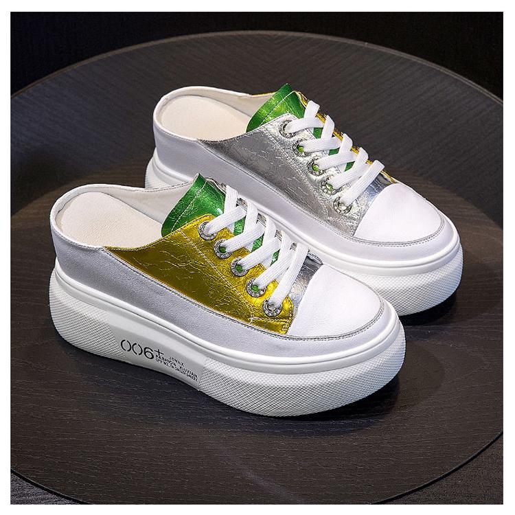 Casual High Heels Loafers Breathable Vulcanize Women Sneakers PU Round Toe Embroider Platform Wedge Tenis Feminino