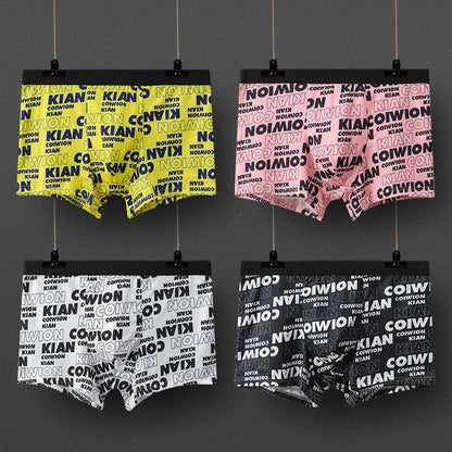 4-pack Summer Men's Underwear Student Boxer Shorts Breathable Soft Men's Boxer Shorts Boys Youth Fashion Shorts