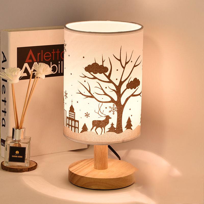 Bedroom Bedside Lamp Night Light Warm Dimmable Wood Table Lamp Home Decoration Accessories Lights