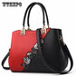 Handbag Fashion Women Leather Embroidery Flower Ladies Shoulder Bag