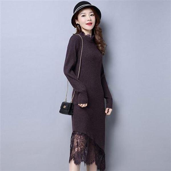 Medium and Long Section High Collar Sweater Winter Knitting Sweaters Skirt Large Size Sweater Woman