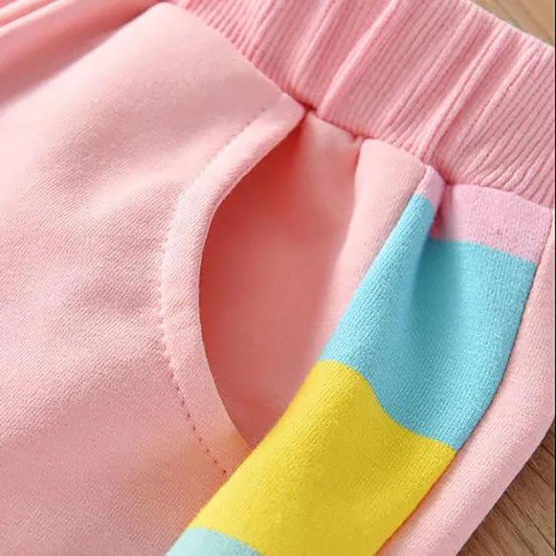 Girls' Rainbow Suit Girl Baby Spring and Autumn Models Children's All-match Jacket Casual Pants Sports Sets Two-piece Suit