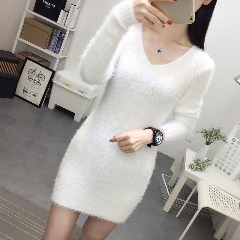 Autumn and Winter Mid-length Sweater Fashion Loose Bottoming Shirt Knitted Slim Dress