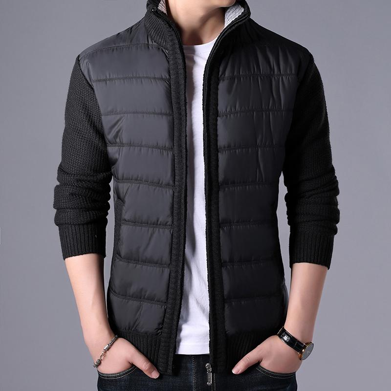 Men's Winter Cotton Jacket Fashion Splicing Cotton Padded Jacket Fleece Warm Down Jacket