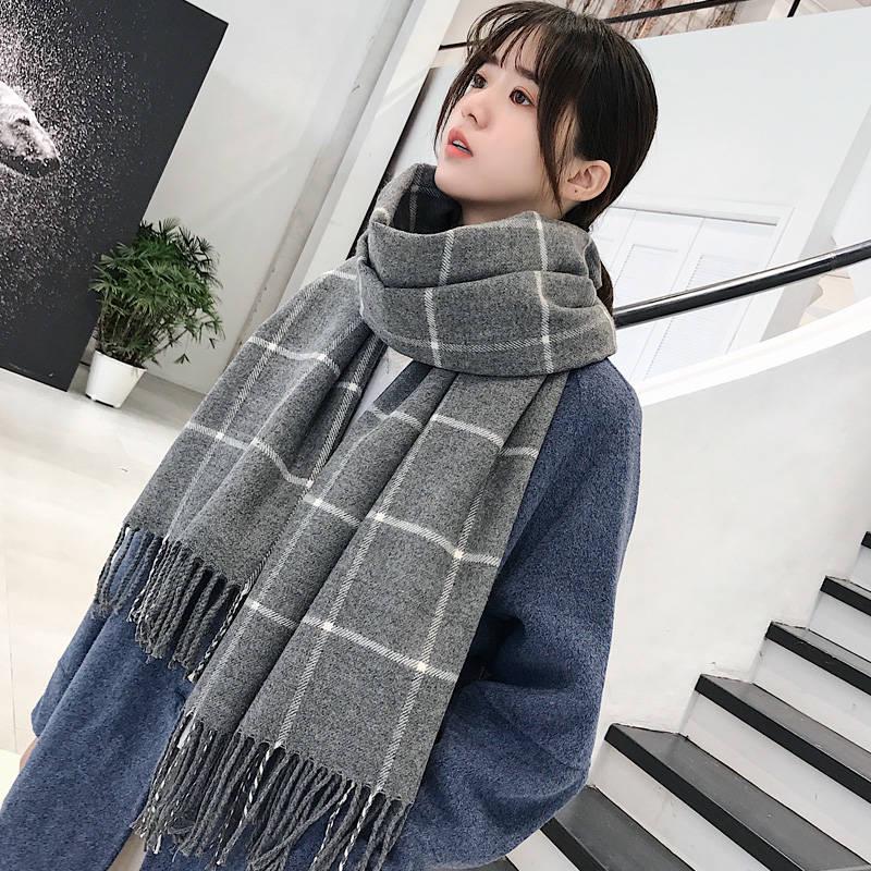 Plaid Winter Scarf Women Warm Cashmere Scarves Ladies Fashion Casual Scarfs