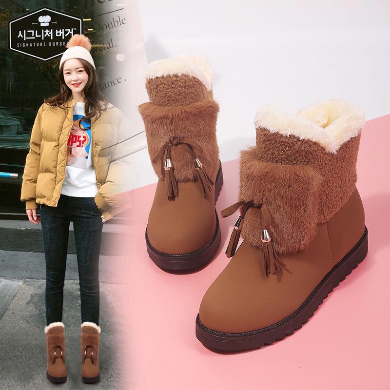 Snow Boots Female 2019 Autumn and Winter  Women's Cotton Shoes Short Boots Warm Plus Velvet Boots