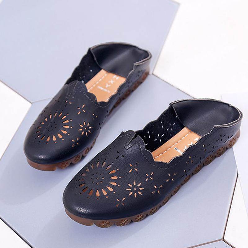 Summer Two-wear Flat Shoes Women's Loafers All-match Hollow Shoes Korean Bow Shoes