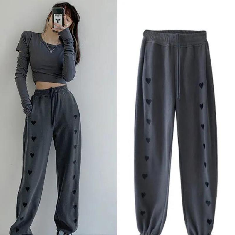 Women's Casual Sports Pants Summer Loose Thin Student Harem Pants Women's Drawstring Straight Leggings Trousers