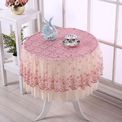 European-style Lace Round Table Cloth Household All-inclusive Round Coffee Table Cover Towel Cover Cloth Round Table Cloth Table Cover