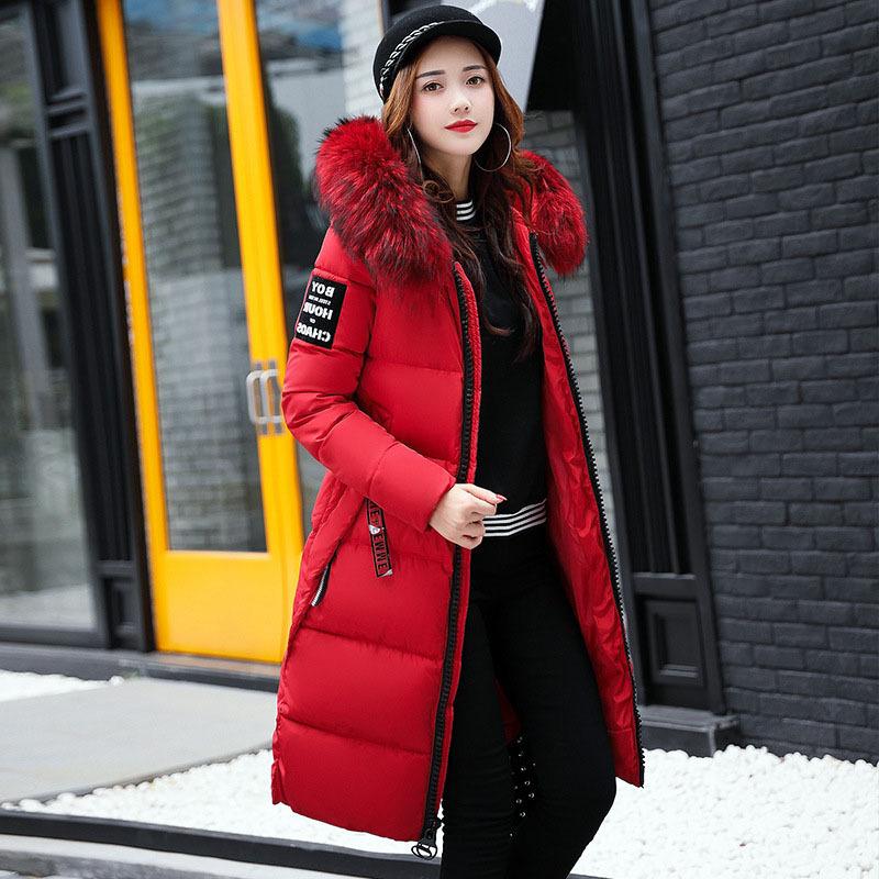 Winter Coats Women Down Jackets Long Solid Color Coat Female Jacket Thick Warm Outerwear Woman Parkas Clothes Zip Fur Collar Hooded Coats