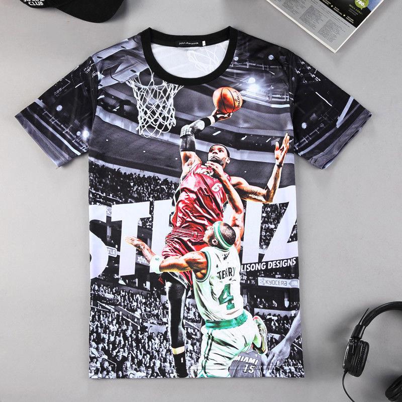 Basketball clothes men's summer 3D printed short-sleeved T-shirt male star T-sleeve large size