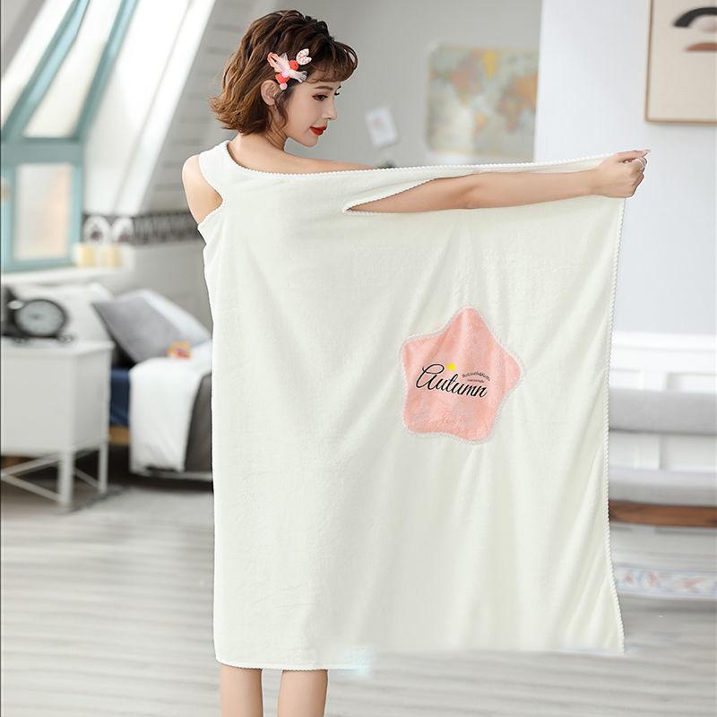 Wearable Bath Towels Female Towels Adult Cute Bath Skirts Softer and Faster-drying Than Pure Cotton Absorbent Coral Fleece Fabric