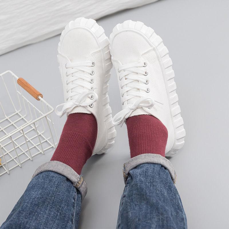 Korean Version of The Trend of All-match Canvas Shoes Women's Spring Casual Shoes Low-cut Student White Shoes