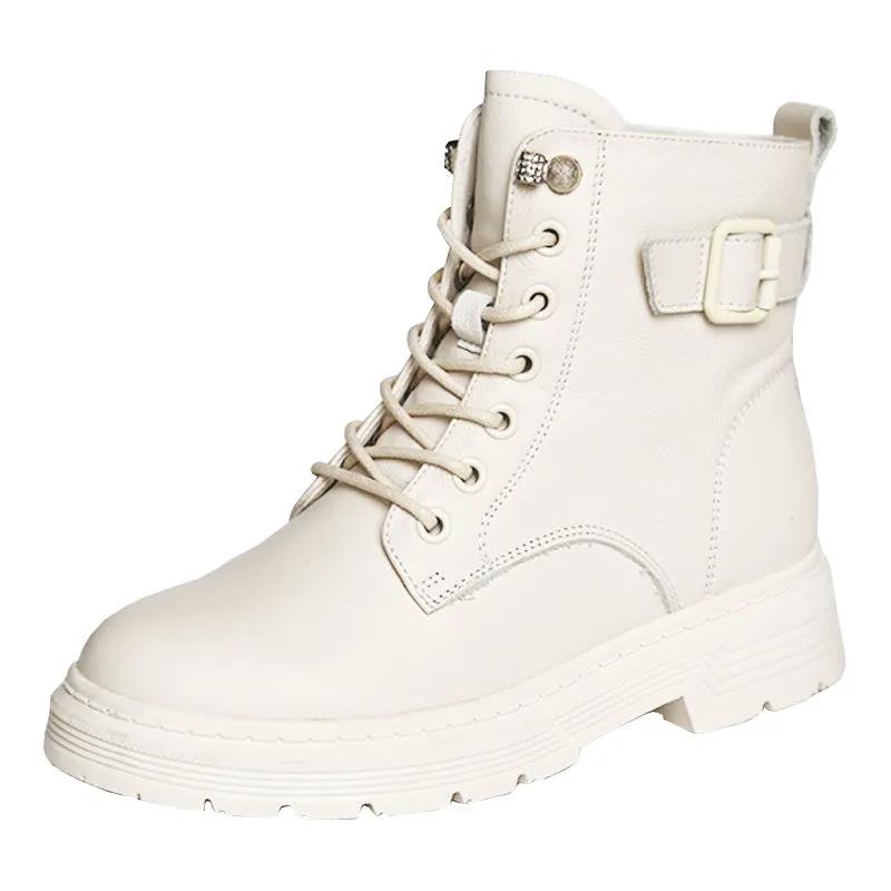 White Martin Boots Ladies British Style Thick-soled Motorcycle Autumn and Winter Women's Boots Ankle Boots