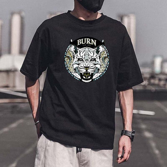 Men's Short-sleeved Cotton T-shirt Loose Half-sleeved Printing Youth All-match T-shirt