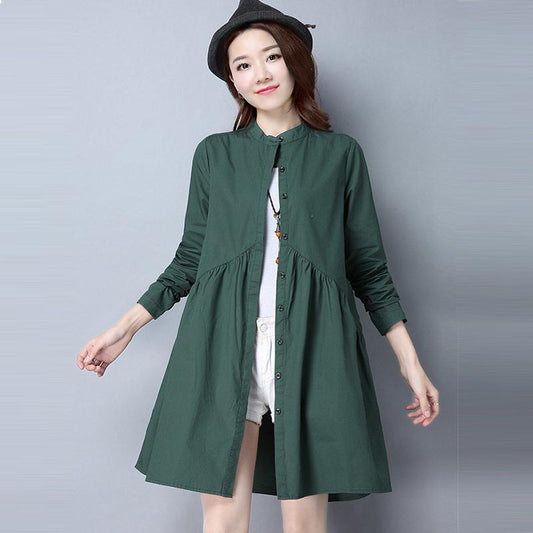 Women Autumn Solid  Windbreaker Long Trench Coat Outerwear Simple Classic Chic Female Casual Oversize Streetwear