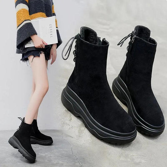 Korean Version of Martin Boots Female British Style Short Boots Platform Shoes Spring and Autumn Thick-soled Short-tube Women's Boots