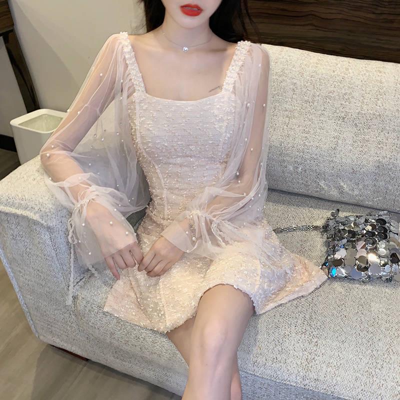 Sexy Dress Women Long Lantern Sleeve Dresses Dots Female Luxury Slim Evening Party Dress Vestidos