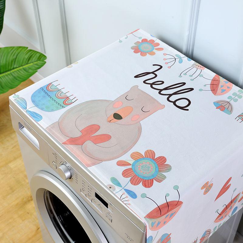 Washing Machine with Side Pocket Dust Cover Refrigerator Universal Cover Microwave Cover Dust Cover Flannelette Breathable Cover Towel Sundry Storage