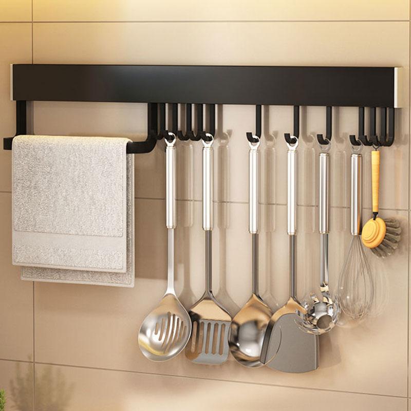 Kitchen Wall Hanging Rack Hook Wall Hook Rack Row Hook Stick Hook Kitchenware Rack Towel Rack Spatula Spoon Rack Rag Hook