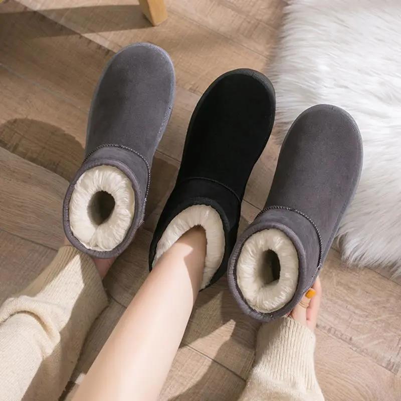 Snow Boots Women Plus Velvet Autumn and Winter Snow Cotton Shoes Non-slip Flat Short Tube Warm Women's Shoes