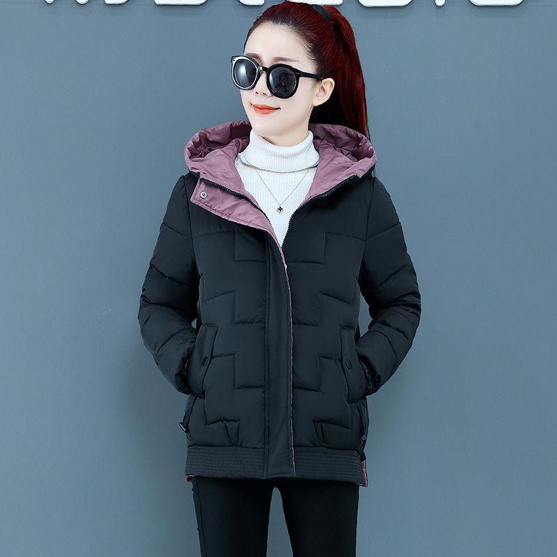 Short Hooded Down Padded Jacket Winter Women's Padded Jacket Cotton-padded Jacket Loose and Thick Warm Jacket Wild and Simple