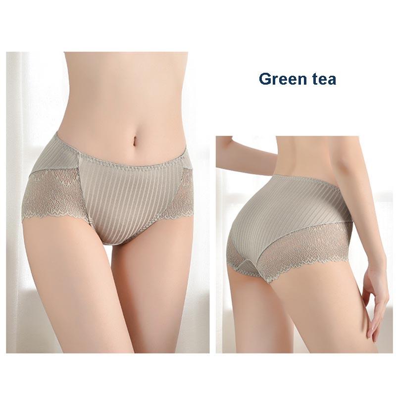 4pcs Women's Cotton Antibacterial Large Size Underwear Lace Lightweight Breathable Panties Solid Color Hollow Briefs