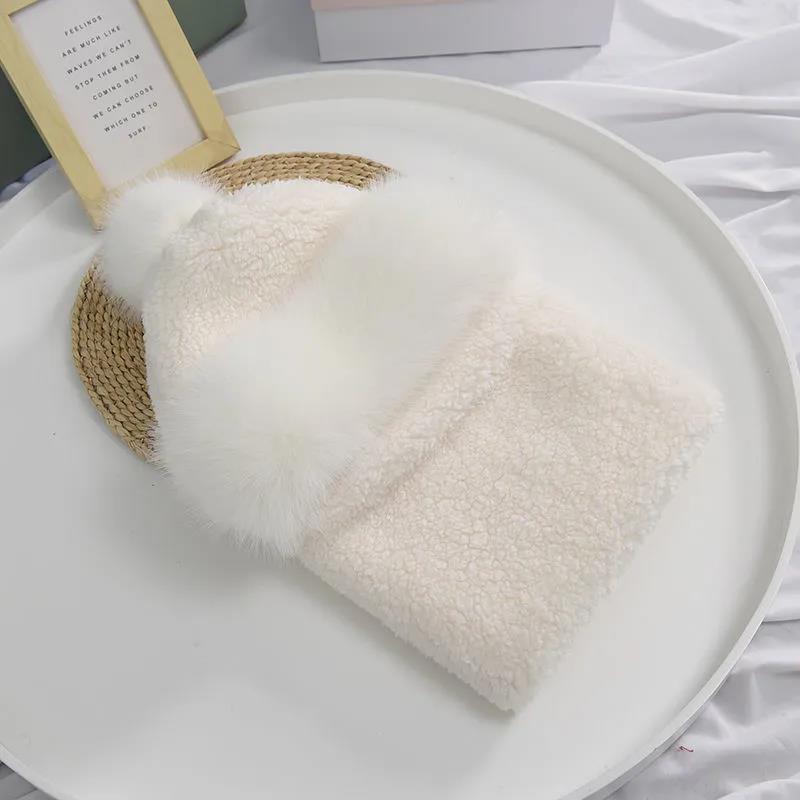 Women's Winter Plus Velvet Thick Windproof Hat Knitted Woolen Hat Scarf One