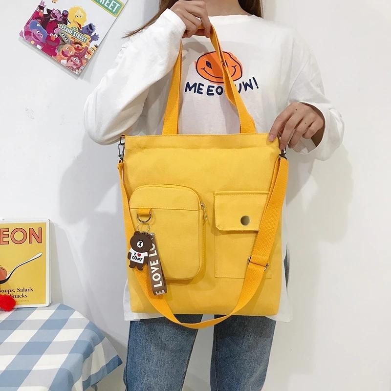 Canvas Bag Female Student Shoulder Bag Female Bag Korean Messenger Bag Handbag Large Capacity Tote Bag