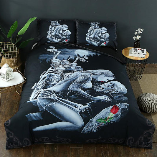 2 /3pcs 3d Ride Die Bedding Set Halley Motorcycle Duvet Cover Soft Queen/king/full/twin Size Bedspread