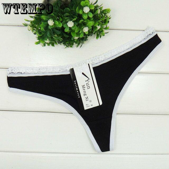 6 pcs Ms. Cotton Solid Color Sexy Thong Panties Sexy T Pants Women Cotton Panties Girl Briefs