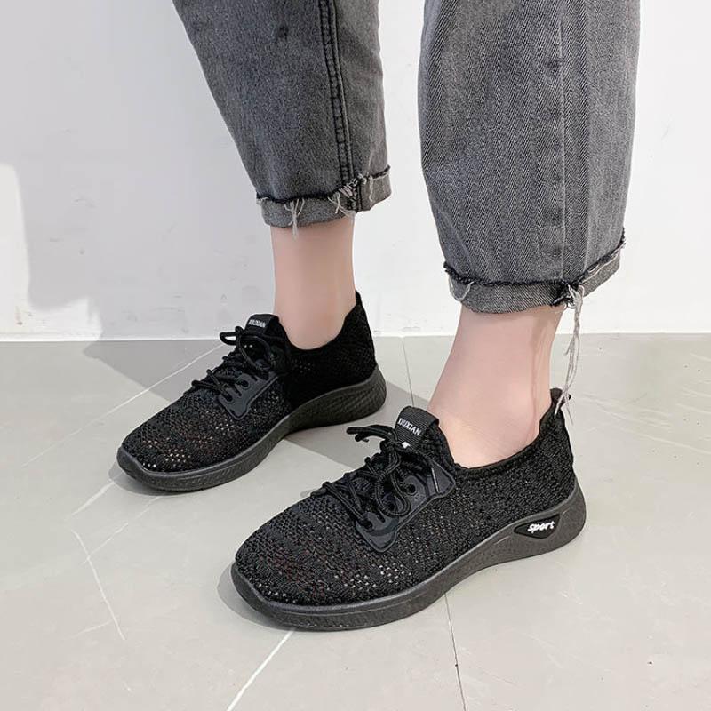 2021 Spring Summer Sports Shoes Women's Breathable Hollow Mesh Shoes Versatile Casual Shoes Lightweight Soft Sole