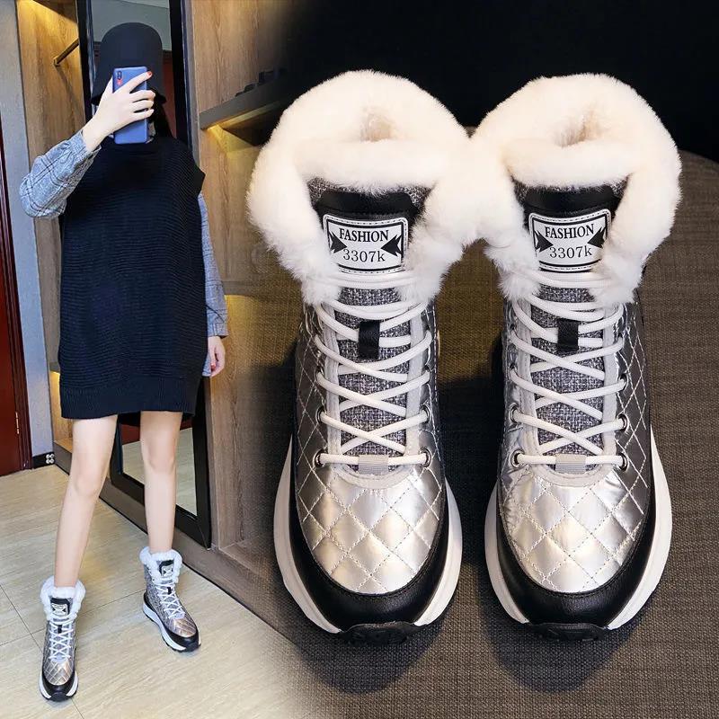 Snow Boots Women Winter Plus Velvet Thick Warm Cotton Shoes Women Winter Anti-skid and Waterproof Bread Ankle Boots