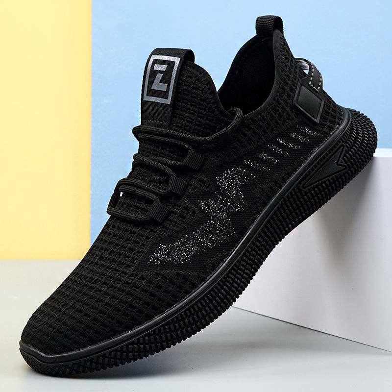 Plus Size 38-44 Summer Men Flying Woven Mesh Sneakers Comfortable Breathable Running Basketball Shoes Casual Shockproof Non-slip Shoes