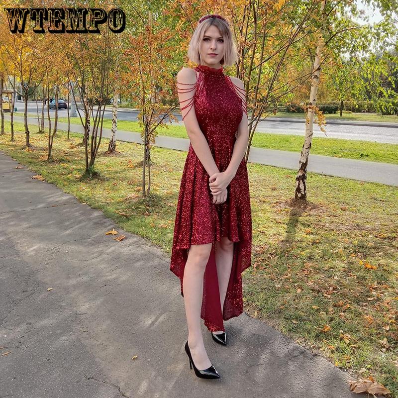 Sexy Evening Dress Women Banquet High-end Atmosphere Sequined Dress Long Aura Queen