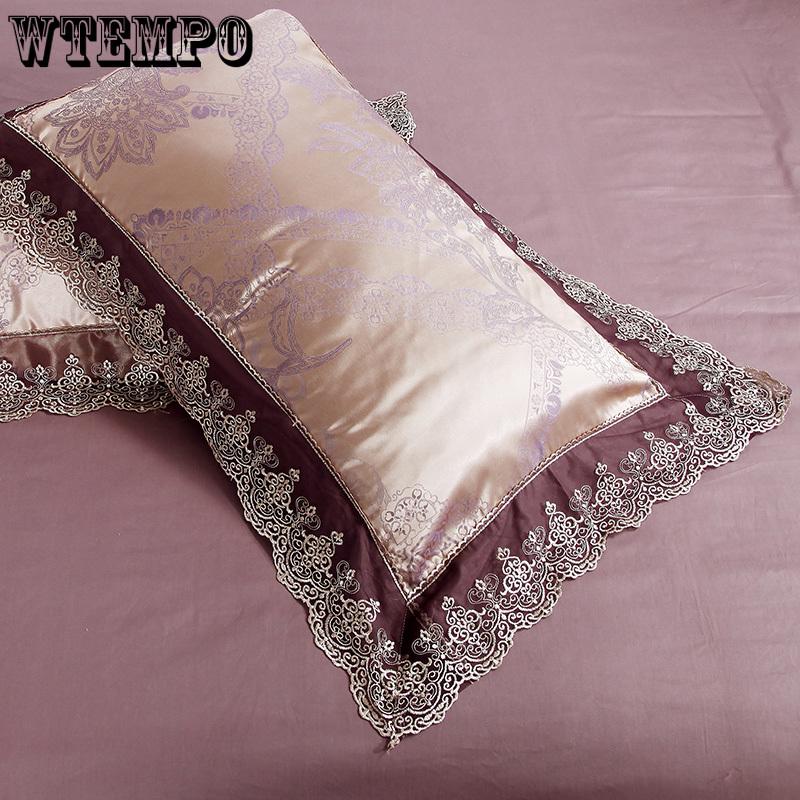 Europe Style Jacquard Bedding Set 4 Pcs Lace Bedclothes Bed Set Satin Duvet Cover