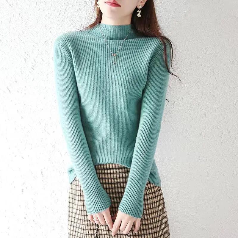 Winter Sweater Women Turtleneck Pullover Sweaters Solid Long Sleeve Slim Basic Tops Lady Knitted Jumper