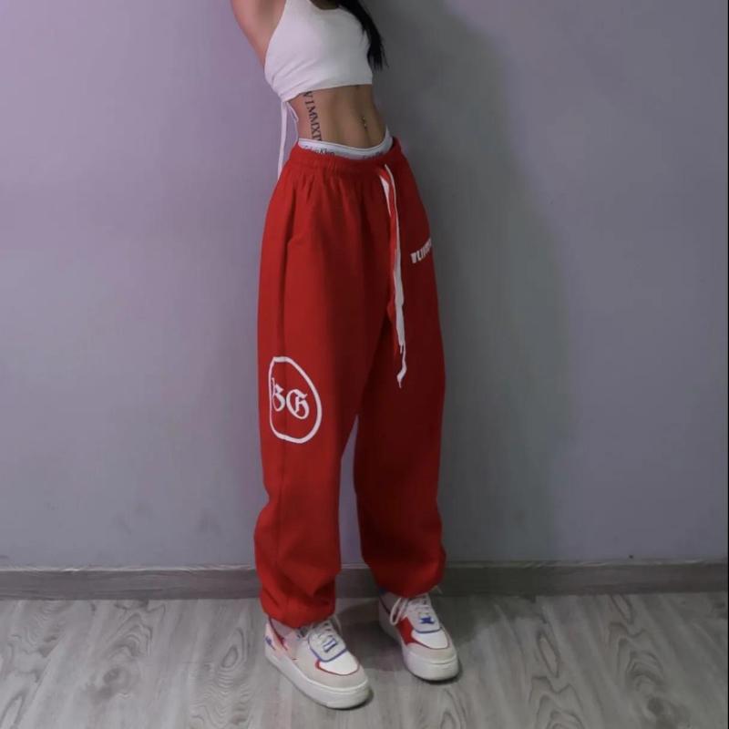 Red Sweatpants Female Hip-hop Loose-fitting Harem Pants Jazz Hip-hop High-waist All-match Casual Pants Trend