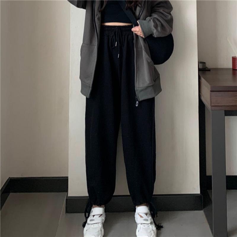 Spring and Summer Pants Women's New Korean Version of Loose and Thin Straight Wide-leg Pants Casual Beamed Harem Pants