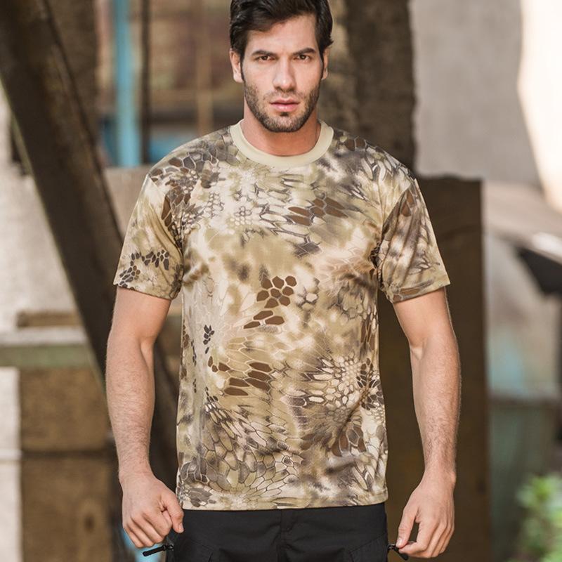 Camouflage Shirt Snakeskin Print T-shirt Summer Army Off Road Clothing Outdoor Sports Tees Half Sleeve Casual Pullover