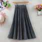 Design Sense Floral Pleated Skirt Women's Spring and Summer Mid-length High Waist All-match Drape A-line Large Swing Skirt